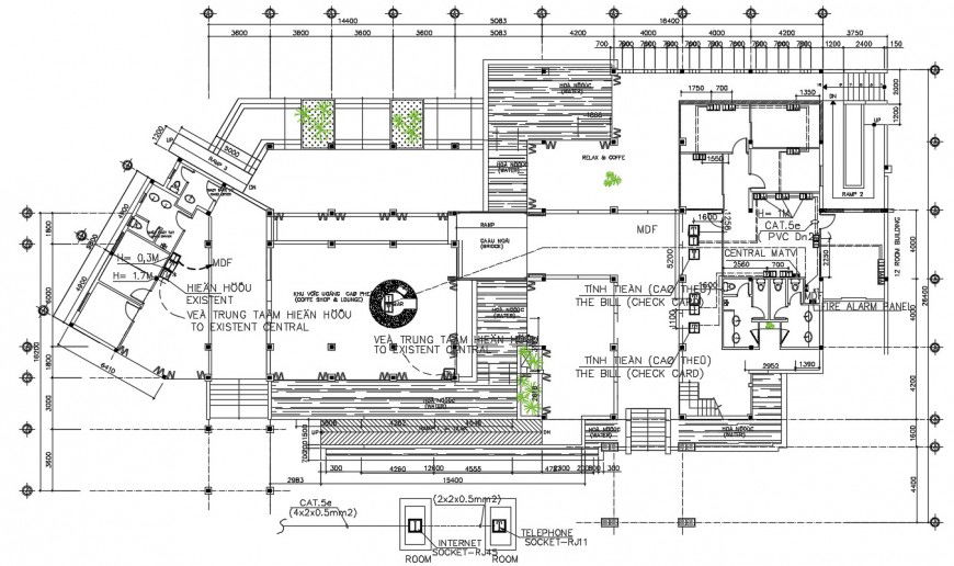 Electric installation plan of building in autocad