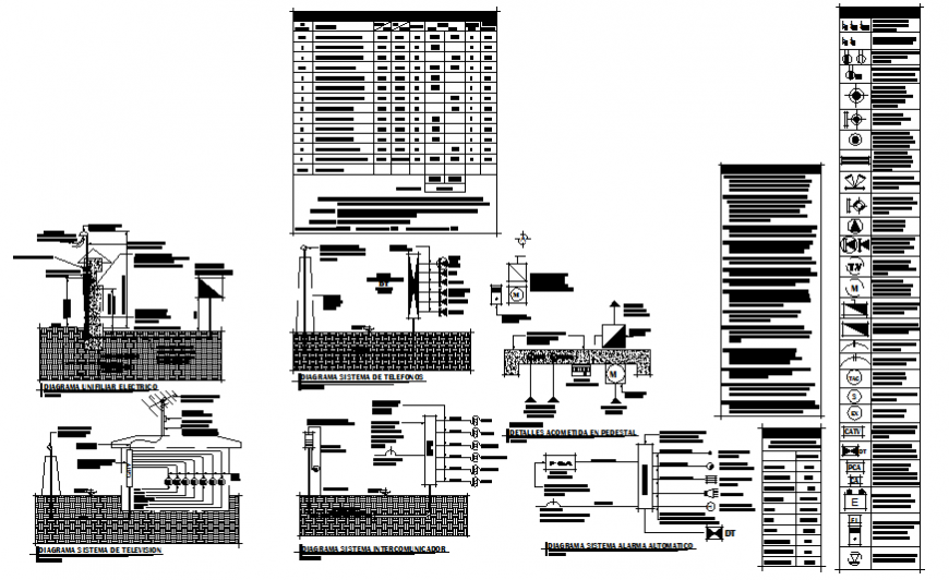 Electric installation system details of one family house dwg file