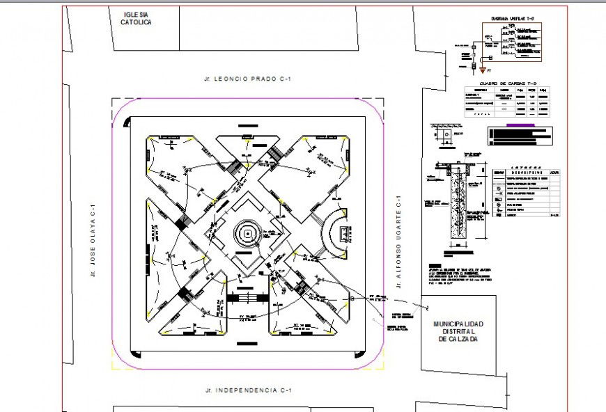 Electric installation top view plan