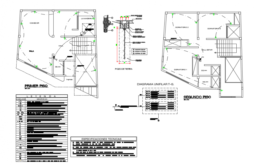 Electric layout detail top view plan dwg file