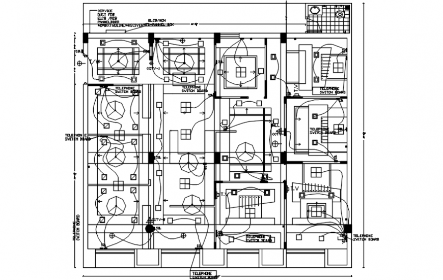 Electric layout plan of a house dwg file