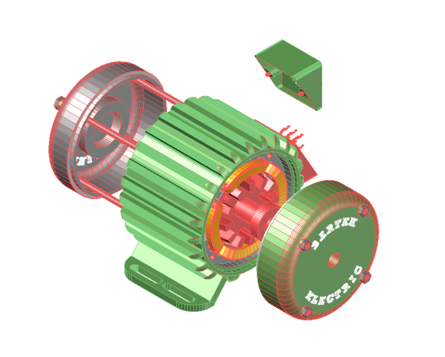 Electric motor 3d design with electrical detail dwg file