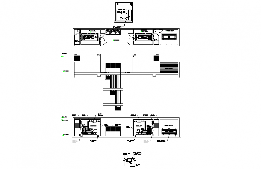 Electric plant with section and generator installation drawing details dwg file