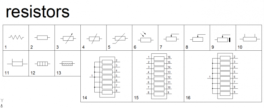 Electric Resistors Block Design in Autocad file