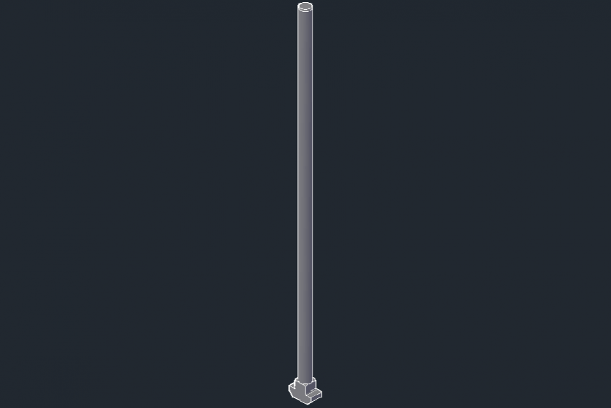 Electric Straight Pole 3D CAD Drawing & Elevation DWG File