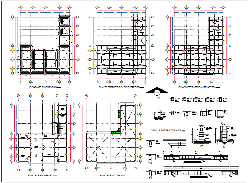 office building plan detail view with structure detail