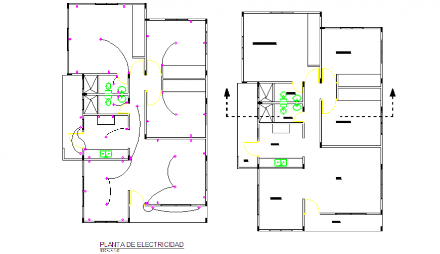 Electrical & Sanitary plan design of Preliminary housing design drawing
