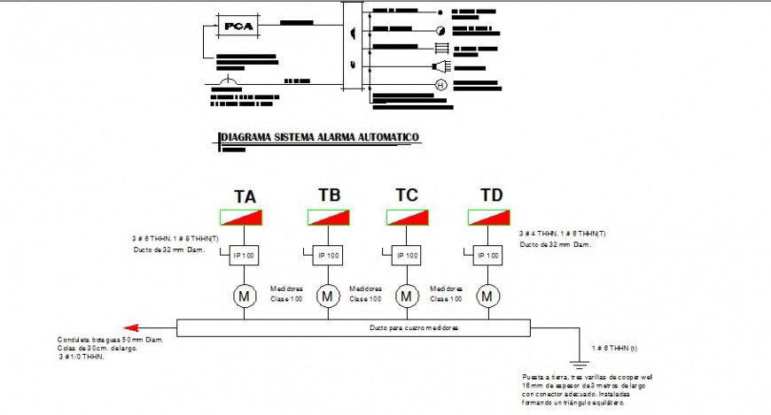 Electrical and alarm system electrical diagram cad drawing details dwg file