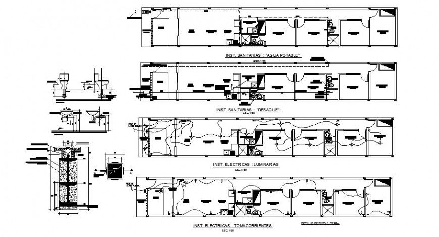 Electrical and sanitary fittings of building autocad