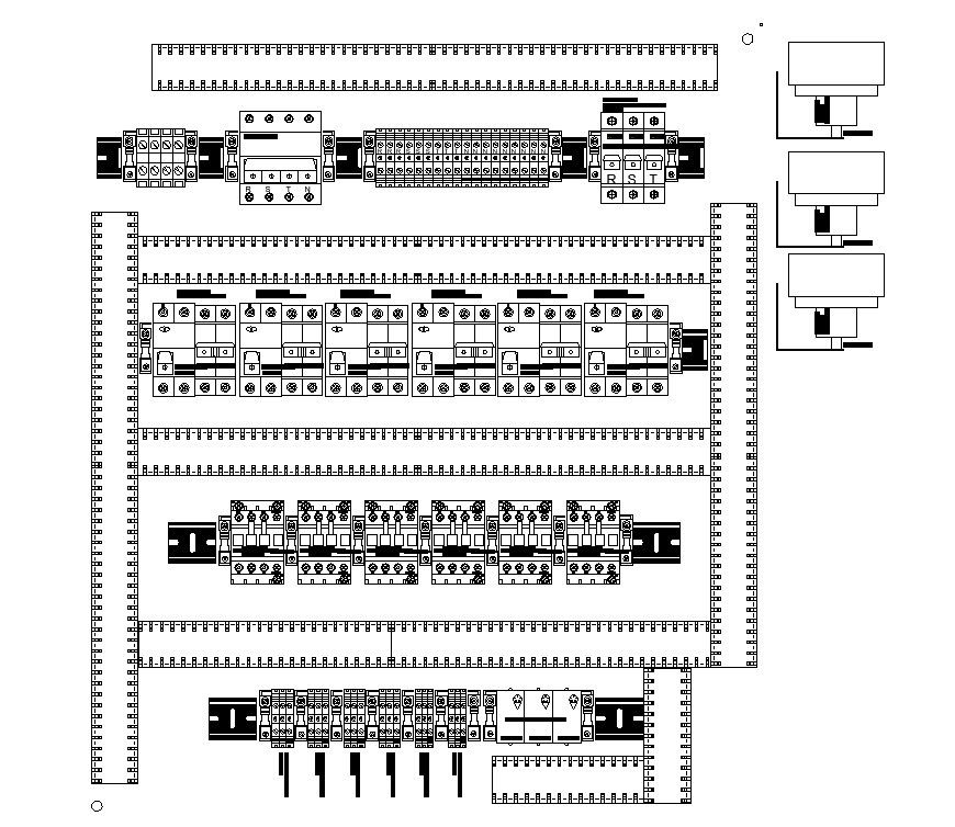 Electrical board and circuits detail 2d view layout CAD blocks autocad file