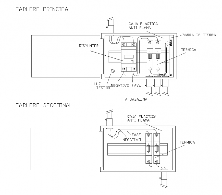 Electrical board detail elevation and section layout 2d view autocad file