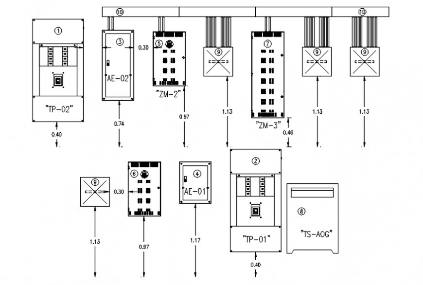 Electrical boards plan, diagram and electrical automation details dwg file