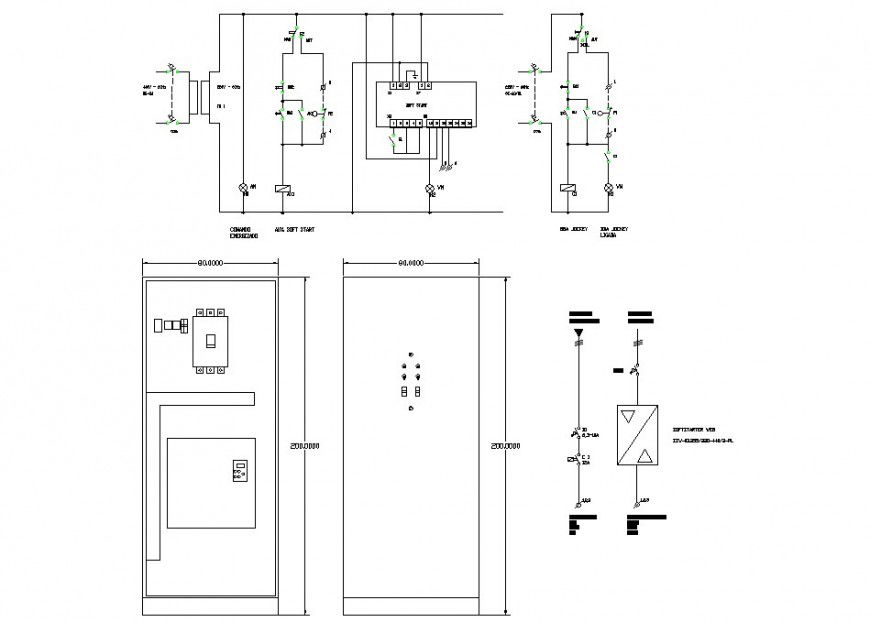 Electrical box detail 2d view CAD block layout file in autocad format