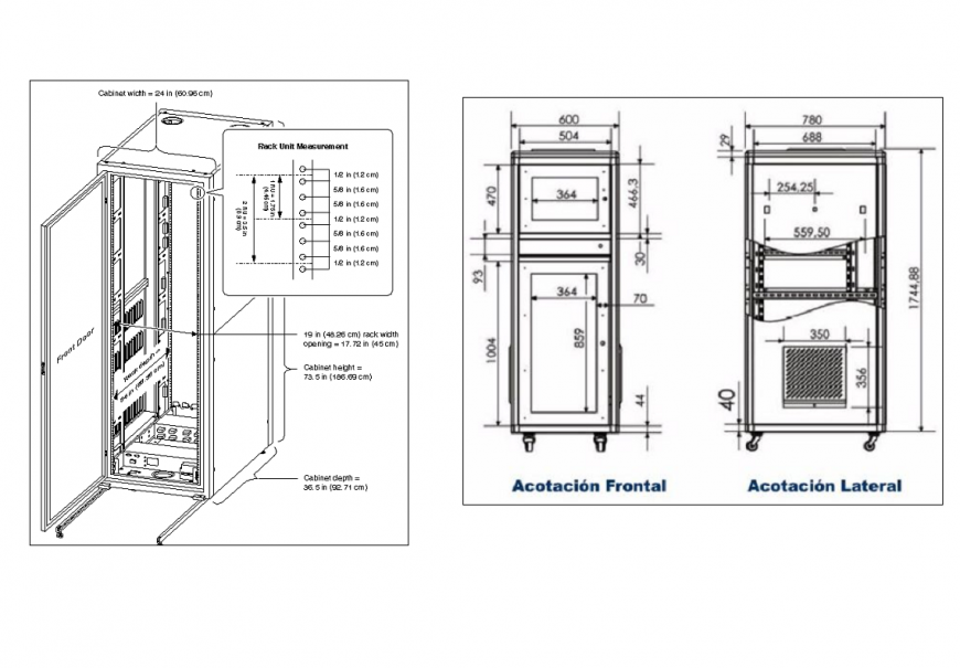 Electrical cabinet detail elevation layout dwg file