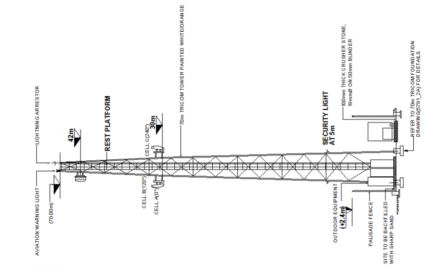 Electrical cell phone tower section cad drawing details dwg file