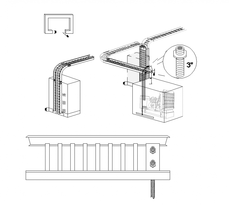 Electrical circuit and fittings detail elevation 2d view layout file
