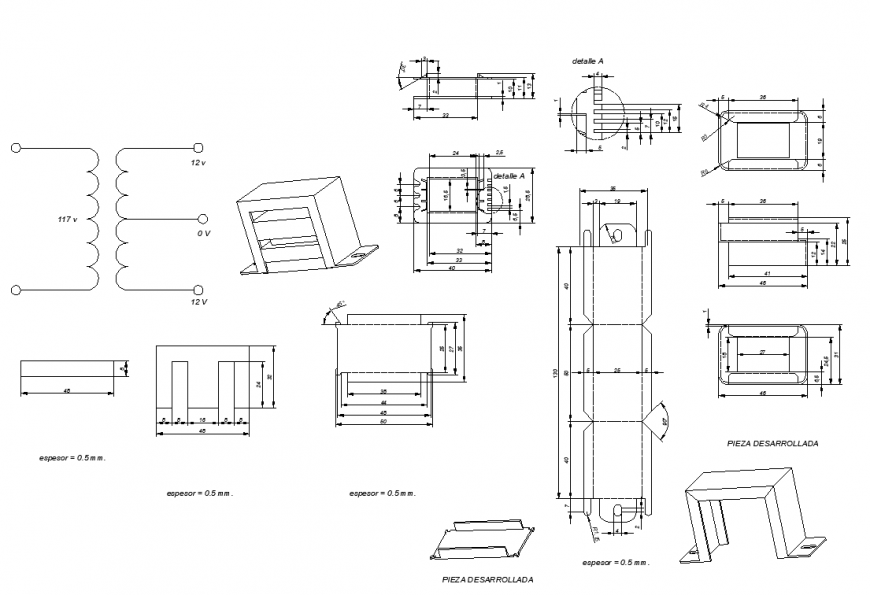 Electrical circuit covering detail 2d view elevation and plan layout file