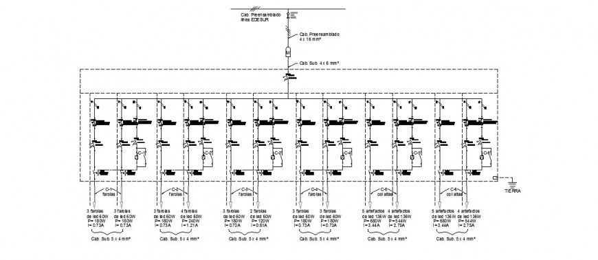 Electrical circuit detail drawing in dwg AutoCAD file.