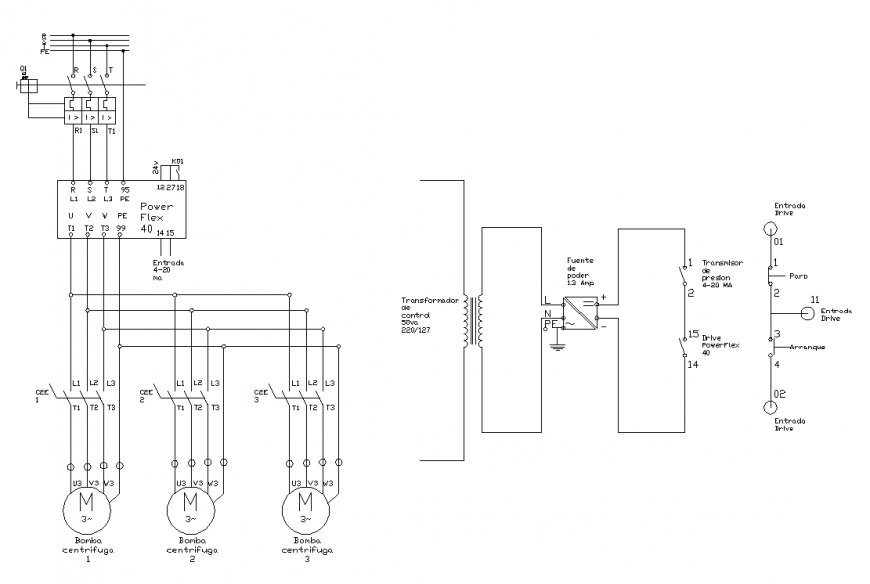 Electrical circuit detail elevation 2d view layout file
