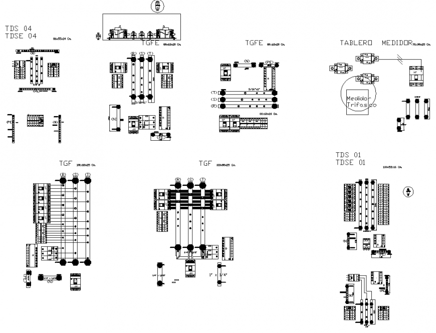 Electrical components detail 2d view layout dwg file