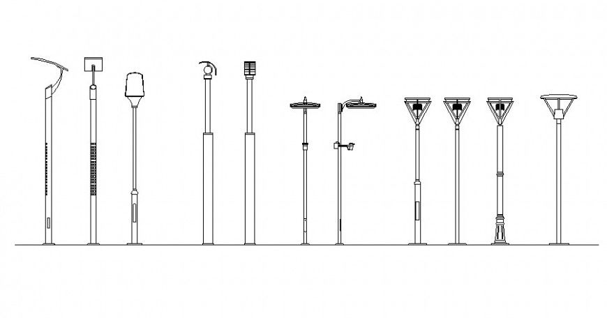 Electrical components of street lights 2d view autocad file