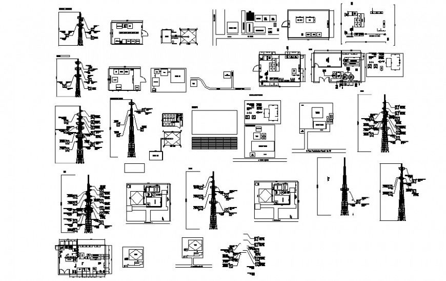 Electrical conductor pole drawings detail 2d view elevation dwg file