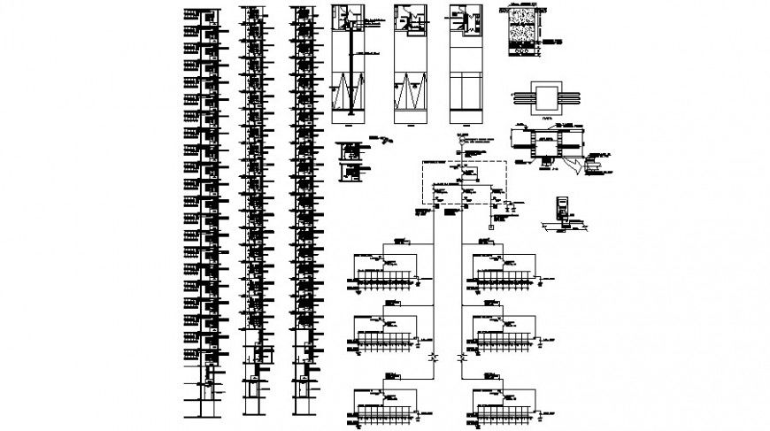 Electrical diagram, bar and electrical installation drawing details dwg file