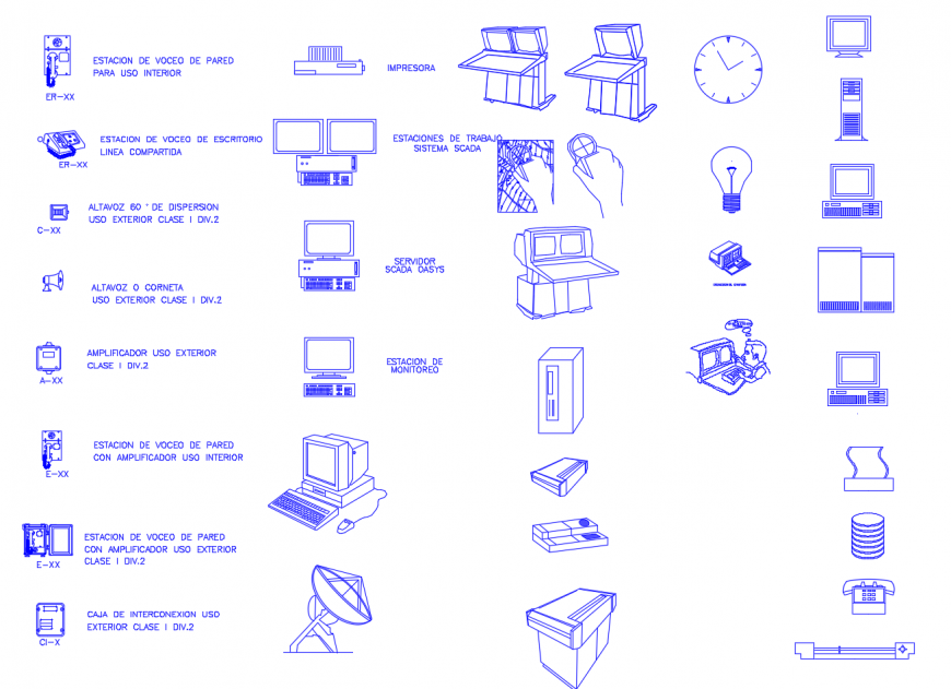 Electrical equipment and office furniture blocks cad drawing details dwg file