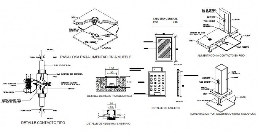Electrical equipment detail 2d view layout file in autocad format