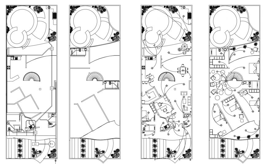 Electrical fittings residential housing block 2d view autocad file