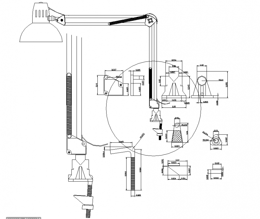 Electrical handle bulb elevation and section layout file