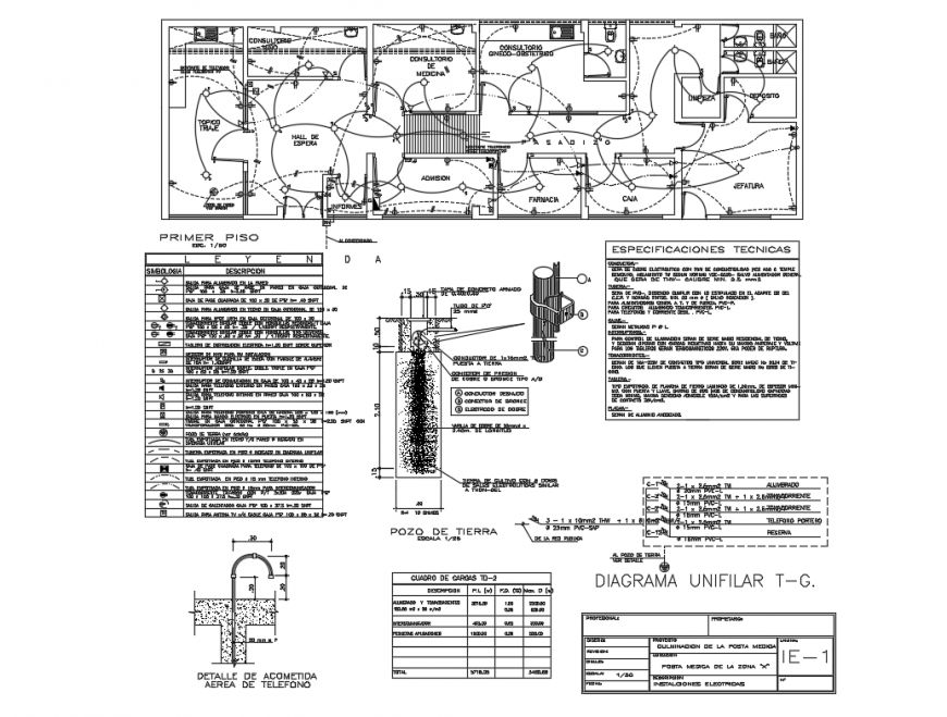 Electrical installation and layout plan details of medical hospital dwg file
