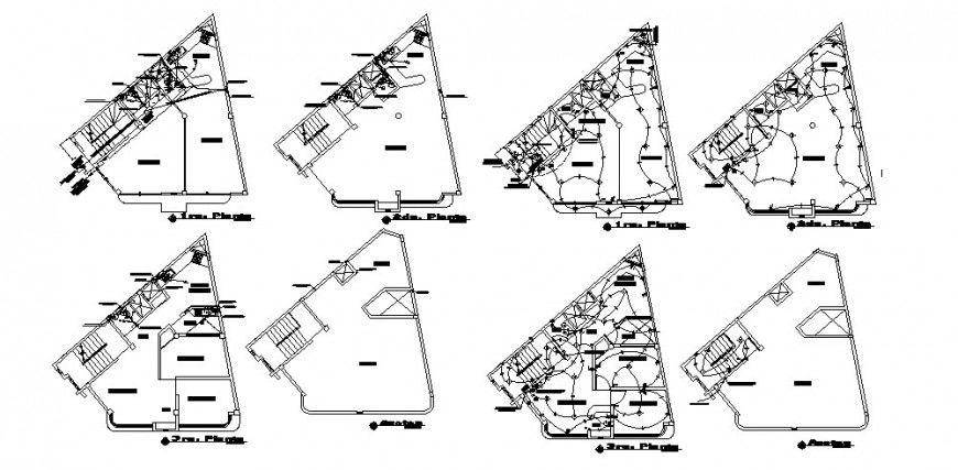 Electrical installation and sanitary installation details of residential building floors dwg file