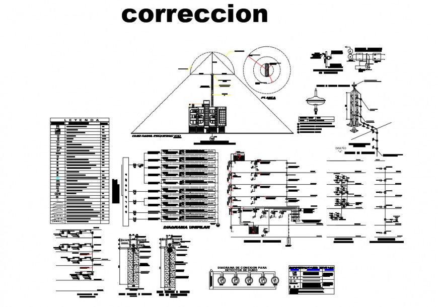 Electrical installation block and plan detail 2d view autocad file