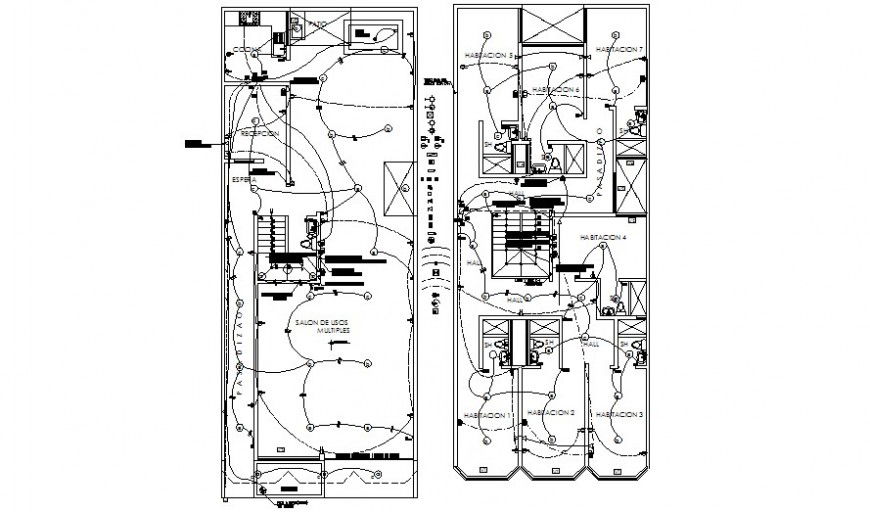 Electrical installation details drawings building 2d view autocad file