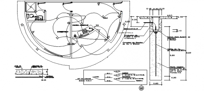 Electrical installation drawing details for guard house dwg file