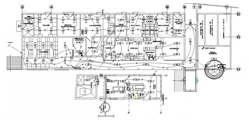 Electrical installation drawing details for hospital floor dwg file