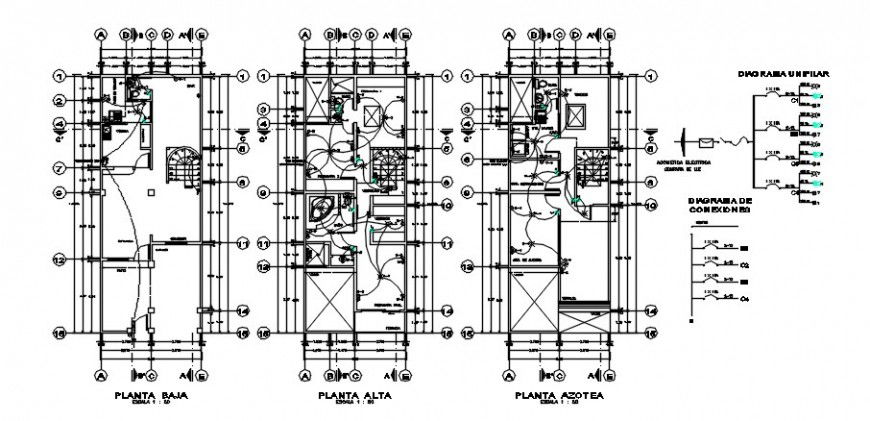 Electrical installation drawings in house 2d view dwg AutoCAD file