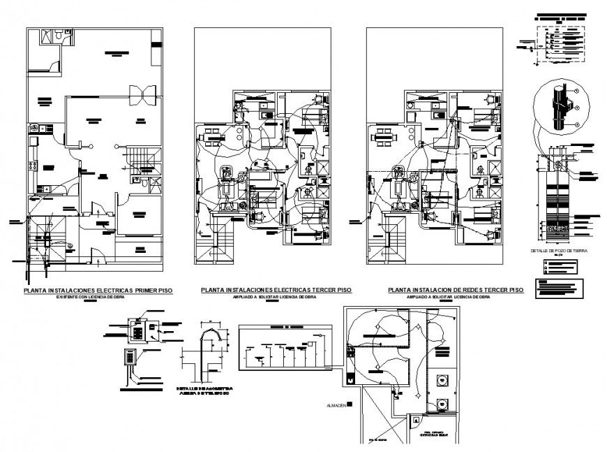 Electrical installation in building structure 2d view CAD block autocad file