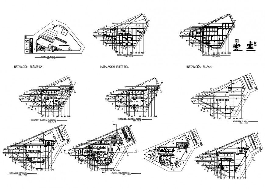 Electrical installation in co-operative building 2d view autocad file