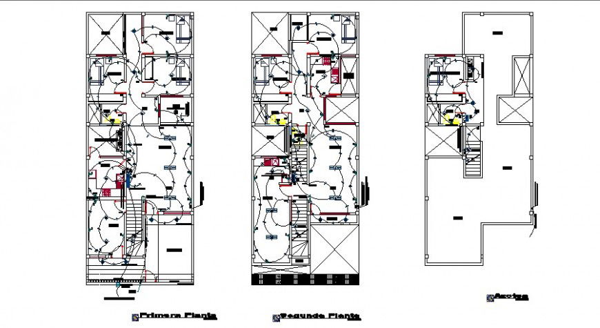 Electrical installation layout and floor plan details of one family house dwg file