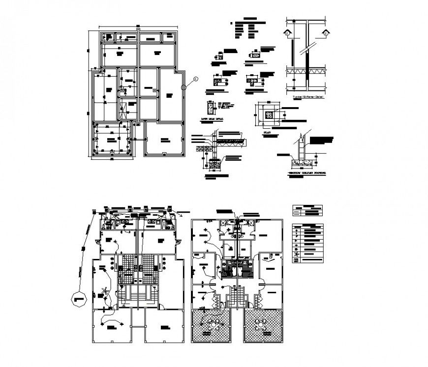 Electrical installation layout plan and auto-cad details of split family house dwg file