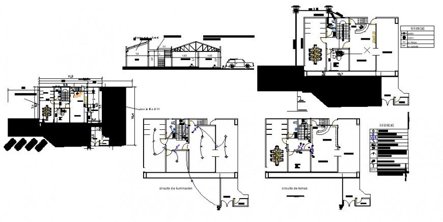 Electrical installation layout plan and house details 2d view autocad file