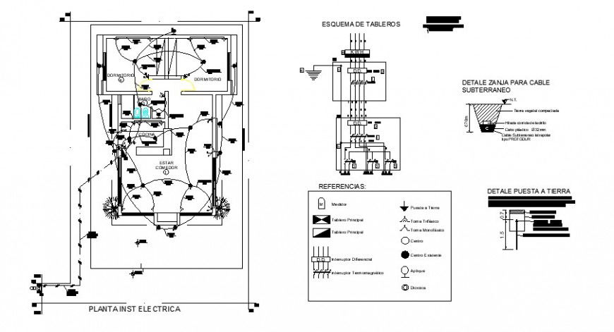 Electrical installation layout plan and house plan cad drawing details dwg file