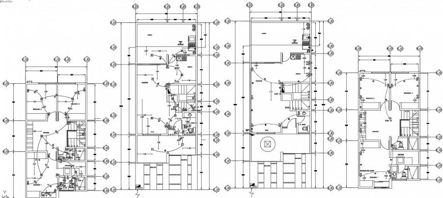 Electrical installation layout plan details for apartment floors dwg file