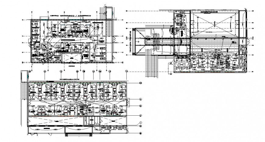 Electrical installation layout plan details for hospital building floors dwg file