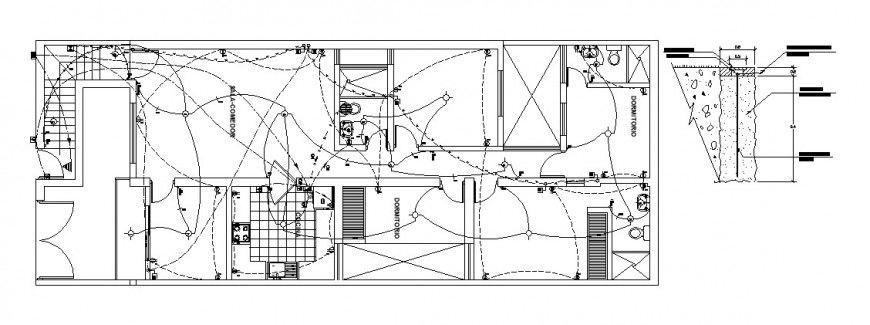 Electrical installation layout plan details of house floor dwg file