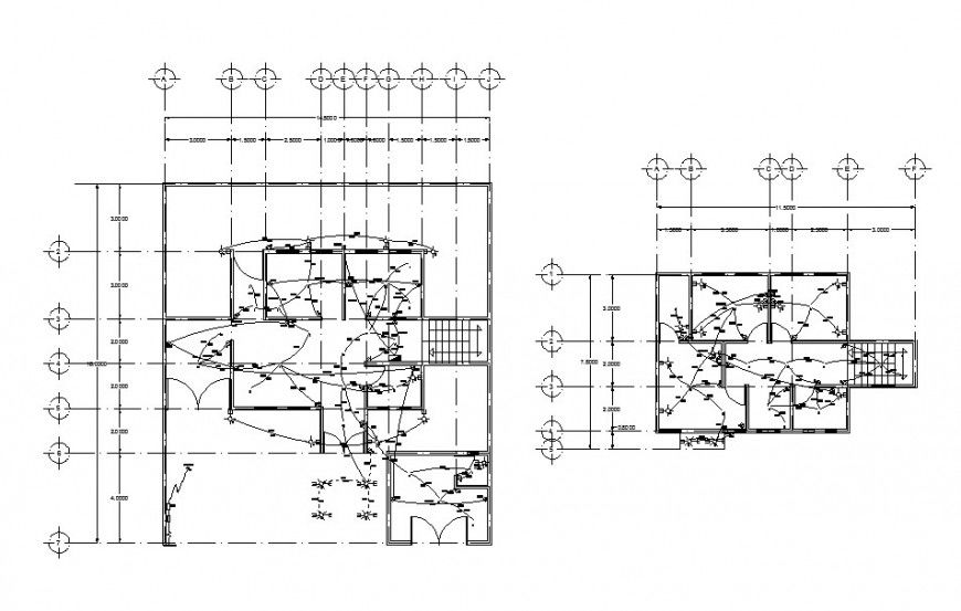 Electrical installation layout plan details of two floors of house dwg file