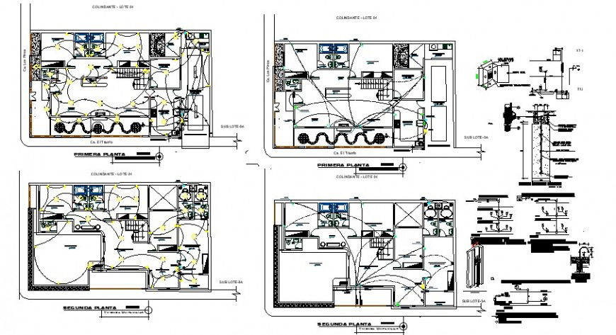 Electrical installation layout plan in house 2d view autocad file
