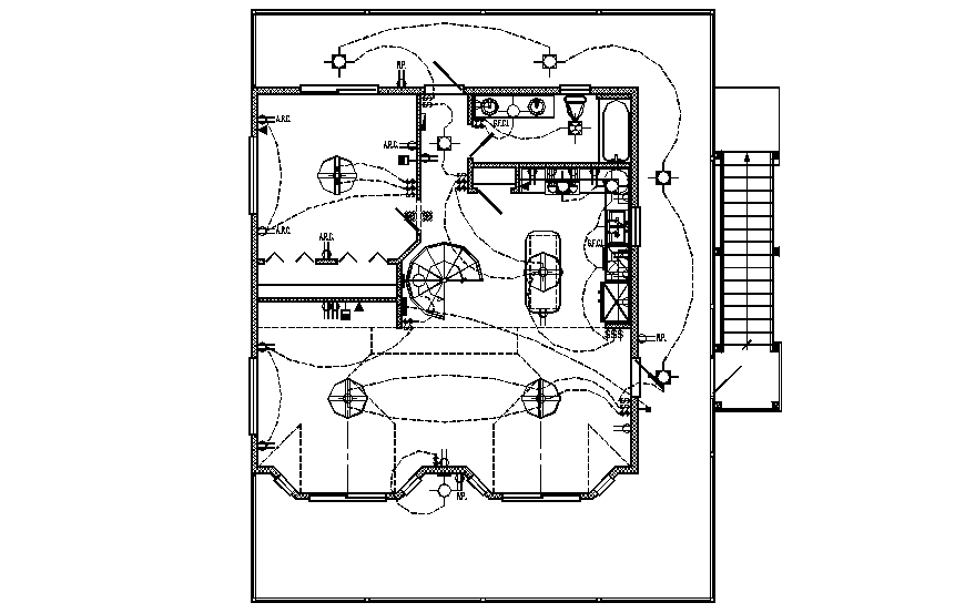 Electrical installation layout plan of second floor of house dwg file